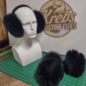 Blue Dyed Fox Earmuffs, ear warmers