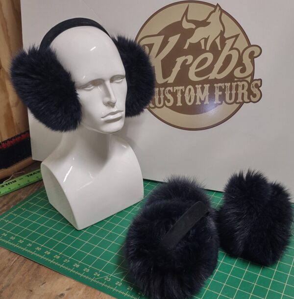 Blue Dyed Fox Earmuffs, ear warmers